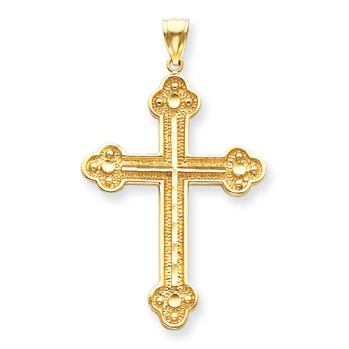 14kt 2in Budded Cross Pendant D3145 | Joy Jewelers