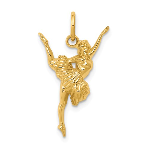 14k Yellow Gold Ballerina Pendant Arabesque 3/4in