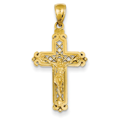 14kt Yellow Gold 1in Crucifix D3640 | Joy Jewelers