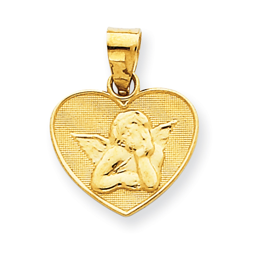 14kt 7/16in Polished & Satin Small Angel Charm