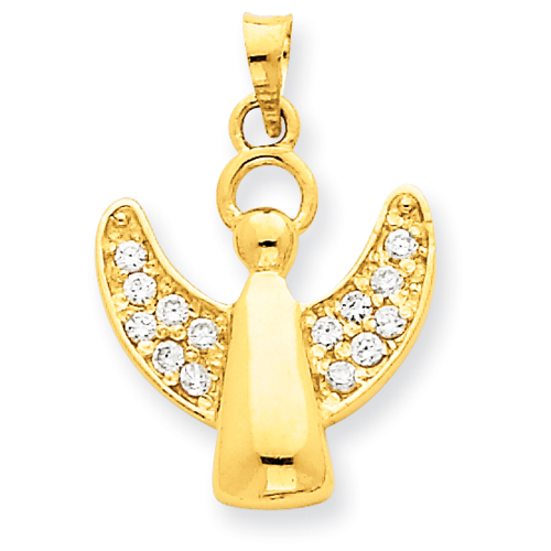 14kt 11/16in CZ Angel Pendant