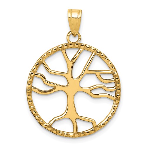 14k Yellow Gold Tree of Life Pendant 3/4in