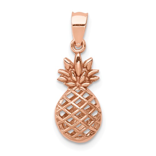 14k Rose Gold Polished 3D Pineapple Pendant 1/2in