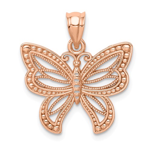 14k Rose Gold Polished Butterfly Pendant 1/2in