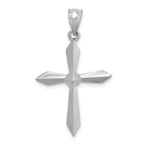 14k White Gold Pointed Cross Pendant 1in