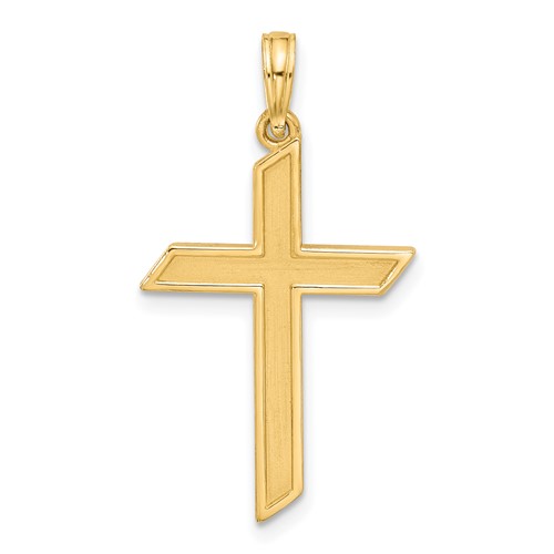 14k Yellow Gold Slanted Cross Pendant 1in