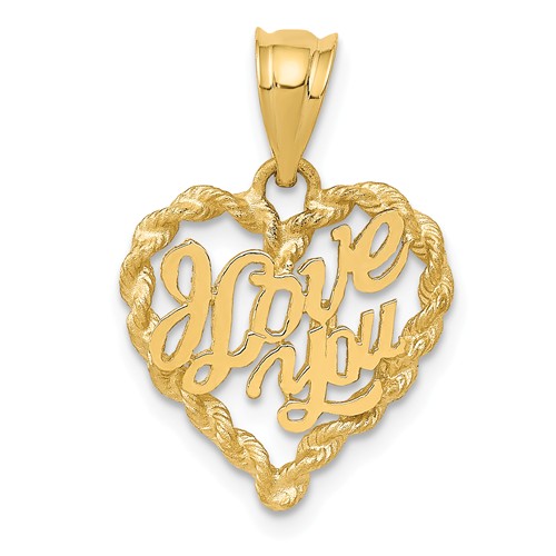 14k Yellow Gold I Love You Heart Charm D607 | Joy Jewelers