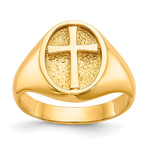 14k Yellow Gold Eternal Life Cross Ring