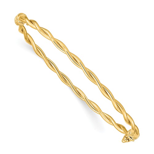 14k Yellow Gold Hinged Bracelet with Woven Texture 6.75in