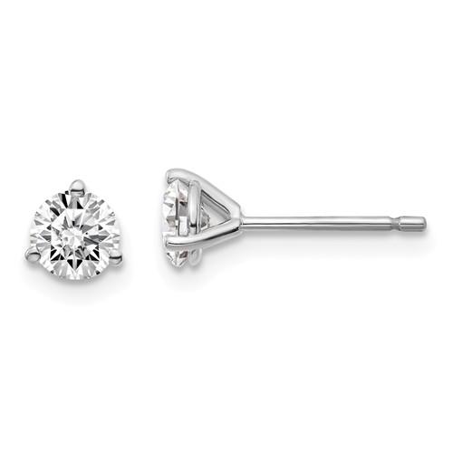 14k White Gold 2/3 ct 3 Prong Certified Lab Grown Diamond Stud Earrings