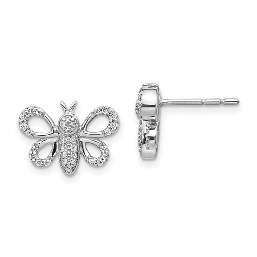 14k White Gold 1/4 ct tw Diamond Bee Earrings