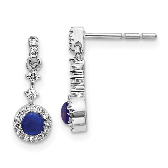 14k White Gold 0.9 ct tw Cabochon Sapphire and Diamond Earrings