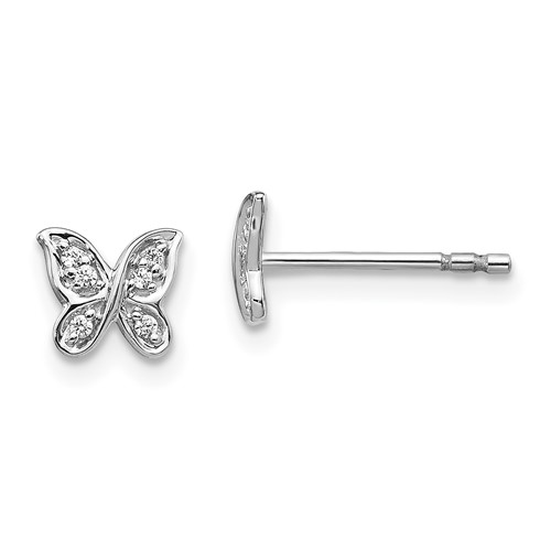 14k White Gold .05 ct tw Diamond Butterfly Post Earrings