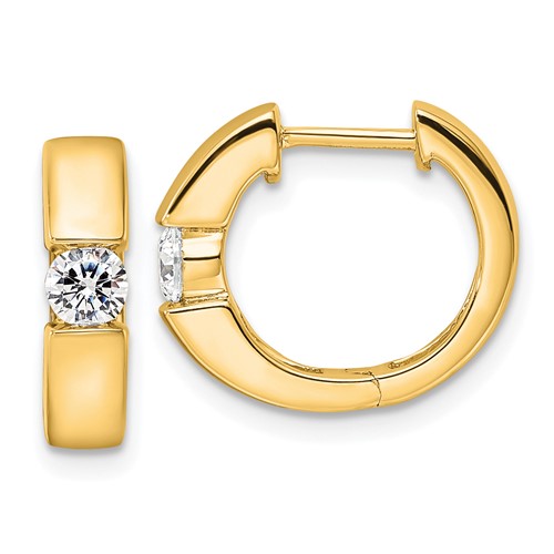 14k Yellow Gold 1/3 ct tw Lab Grown Diamond Solitaire Hoop Earrings