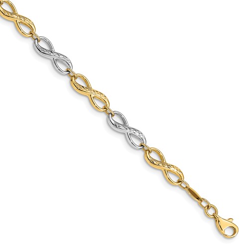 14k Two-tone Gold Infinity Charm Bracelet 7.5in