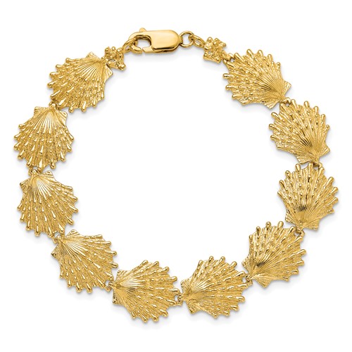 14k Yellow Gold Lion's Paw Shell Bracelet 7in