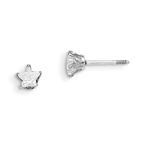 14kt White Gold Madi K 4mm Star Earrings GK214 | Joy Jewelers