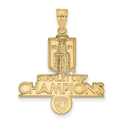 Gold-plated Sterling Silver Florida Panthers 2024 Stanley Cup Pendant 1in