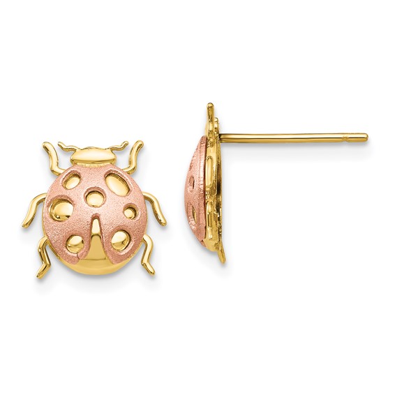 14k Two-tone Gold Ladybug Earrings