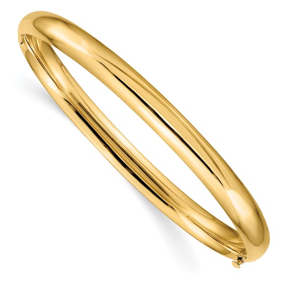 14k Yellow Gold 8in Hinged Bangle Bracelet 6mm