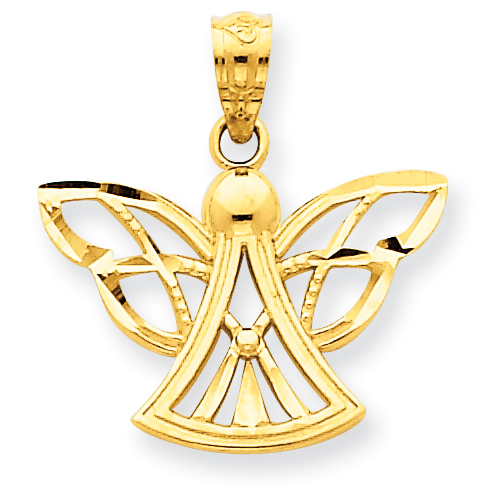 14kt 1/2in Diamond-cut Angel Pendant