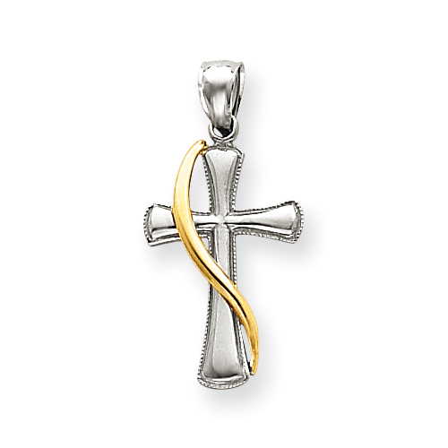 14kt Two-tone Gold 7/8in Methodist Cross Pendant