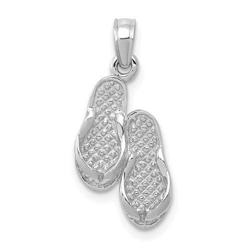 14k White Gold Tiny Pair of Flip-Flops Pendant