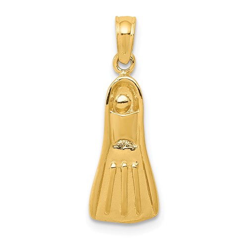 14k Yellow Gold Scuba Swim Fin Pendant