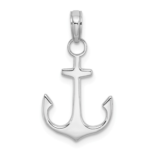 14k White Gold Small Anchor Pendant 5/8in