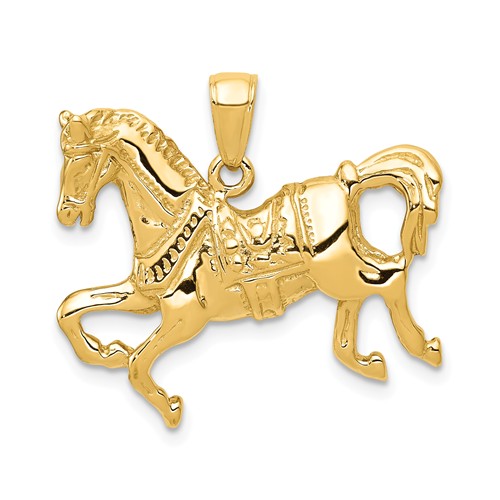 14k Yellow Gold Horse Pendant 3/4in