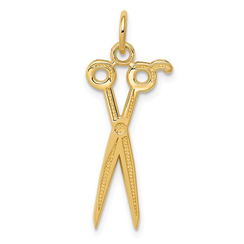 14k Yellow Gold Scissors Pendant 3/4in