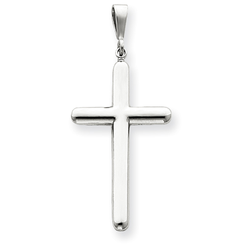 14k White Gold Cross Pendant with Rounded Ends 1 1/2in K364
