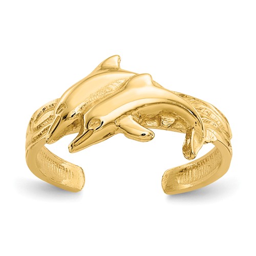 14k Yellow Gold Dolphins Toe Ring K3834 | Joy Jewelers