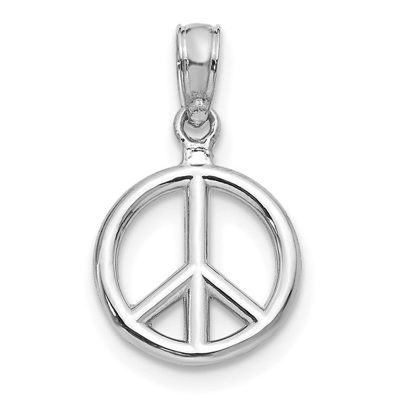 14kt White Gold 3/8in 3-D Peace Symbol Pendant