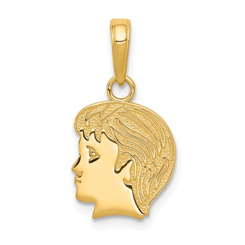 14k Yellow Gold Boy Charm with Textured Hair