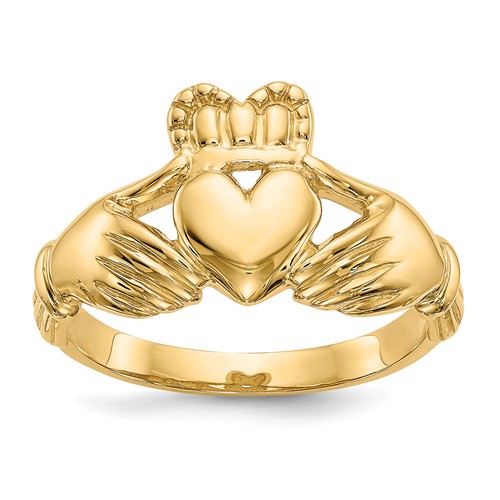 14k Yellow Gold Men's Classic Claddagh Ring