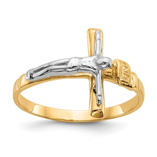 14k Two-tone Gold Ladies' Crucifix Ring