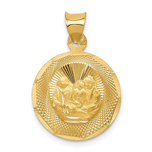 14k Yellow Gold Diamond-cut Baptism Medal 5/8in