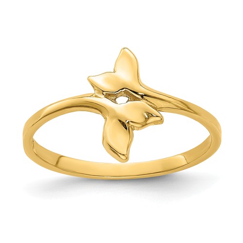 14k Yellow Gold Crossed Whale Tails Ring K5765 | Joy Jewelers