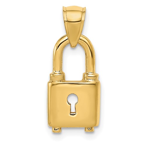 14k Yellow Gold Lock Charm