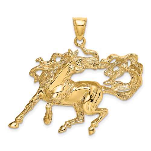 14k Yellow Gold Dancing Horse Pendant 1in