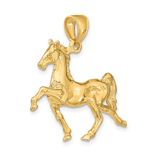 14k Yellow Gold  3-D Tennessee Walking Horse Pendant 1in