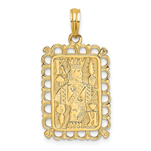 14k Yellow Gold King of Spades Card Pendant 7/8in