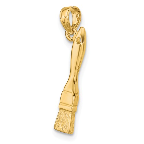 14k Yellow Gold 3-D Paintbrush Pendant 3/4in