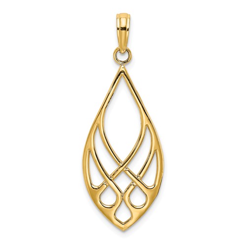 14k Yellow Gold Celtic Knot Teardrop Pendant 1in