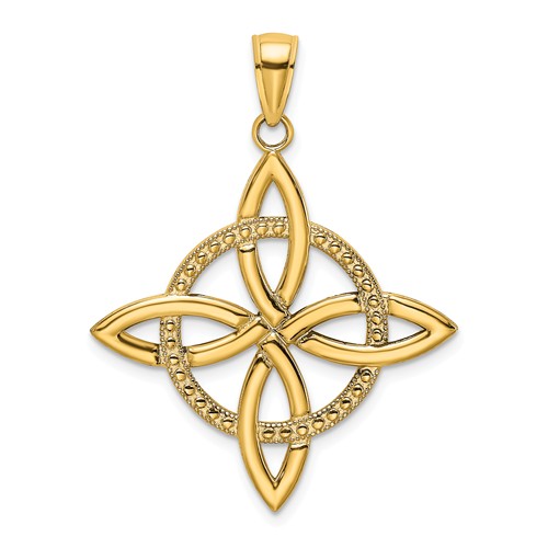 14k Yellow Gold Celtic Eternity Knot Pendant 1in