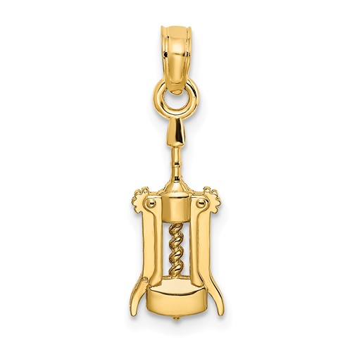 14k Yellow Gold Wine Opener Pendant