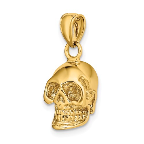 14k Yellow Gold 3-D Small Skull Pendant 3/8in