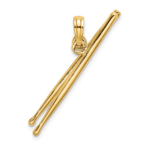 14k Yellow Gold 3-D Moveable Drum Sticks Pendant