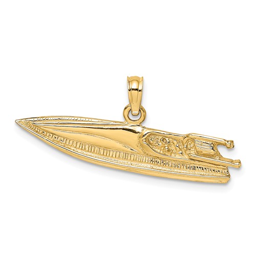 14k Yellow Gold Speed Boat Pendant